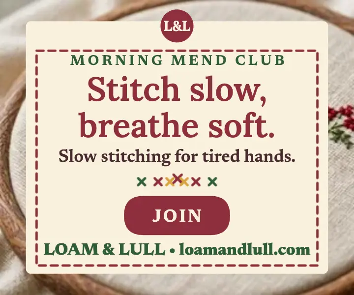 Loam and Lull slow stitching ad: self-care affirmation ad template
