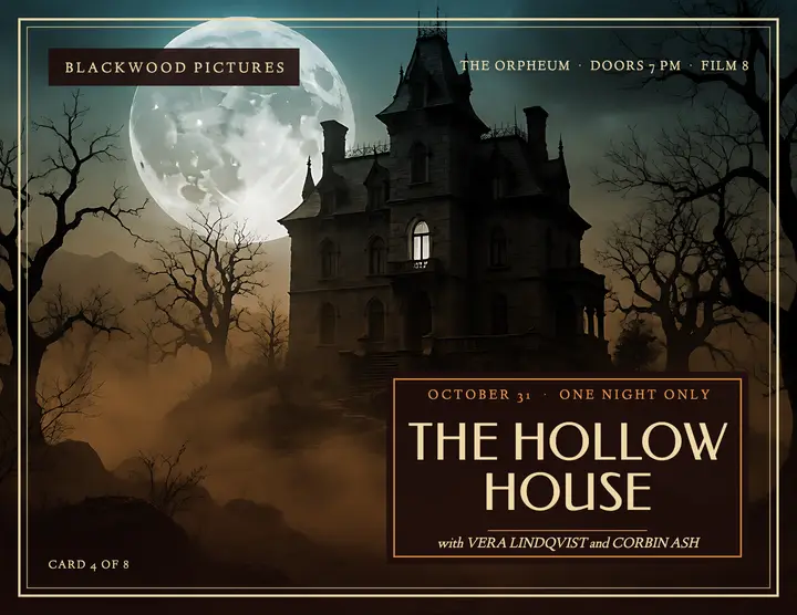 Lobby card Halloween screening flyer template