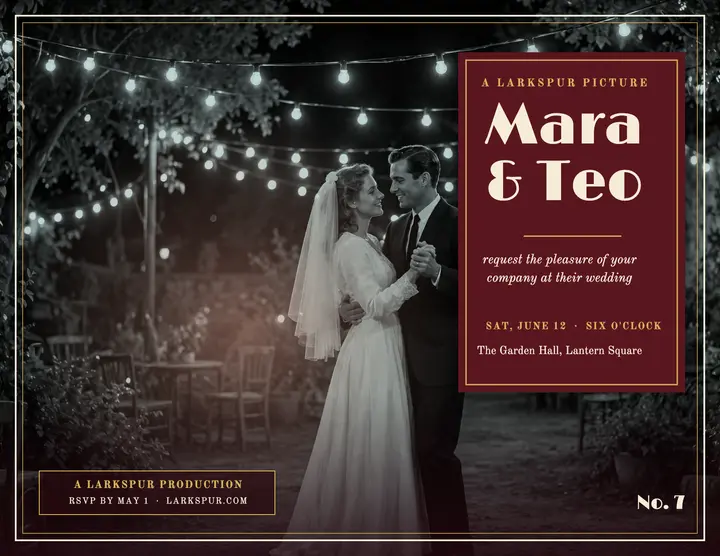 Mara and Teo lobby card wedding invitation template