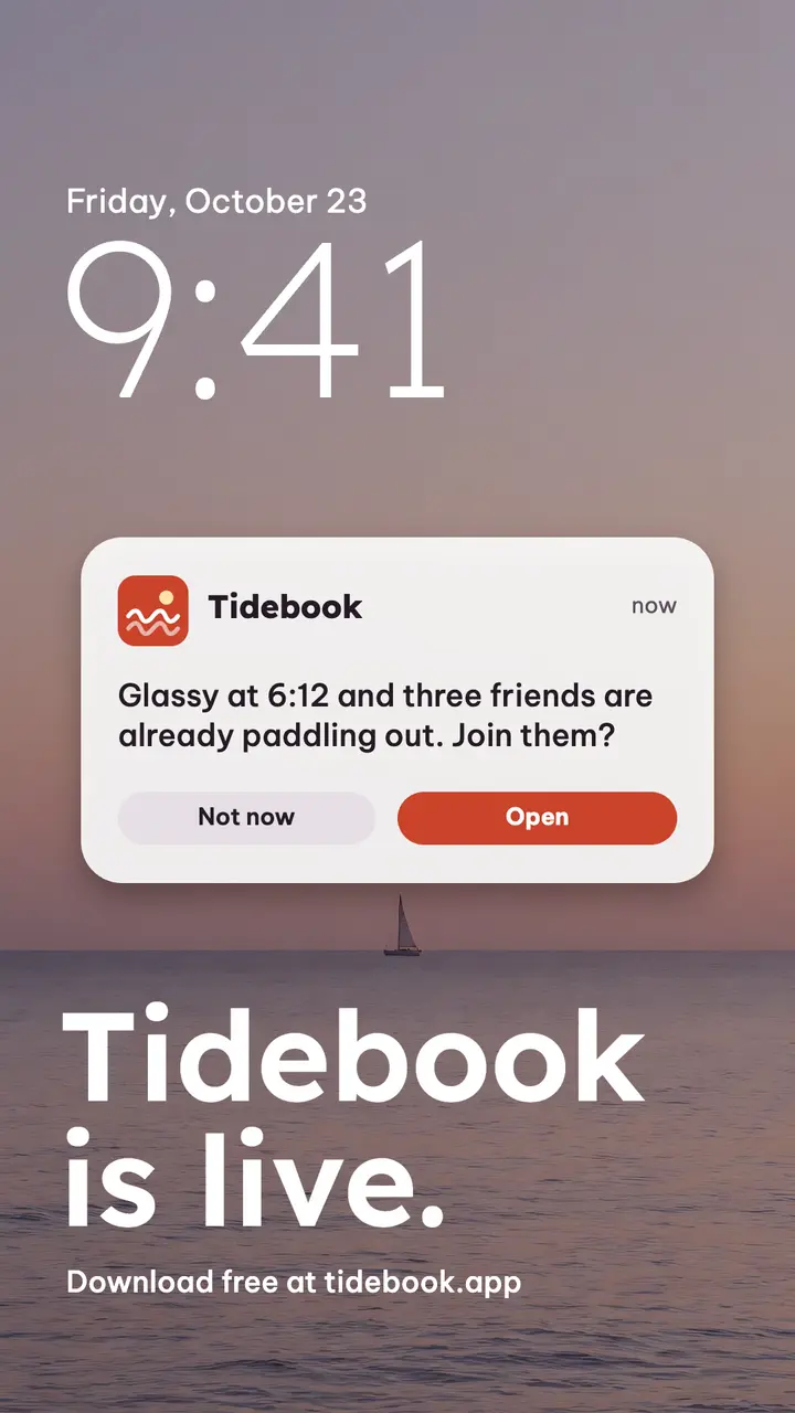 Tidebook app launch lock screen story template