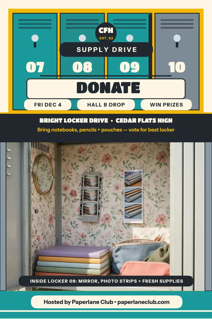 Bright Locker Drive supply poster template
