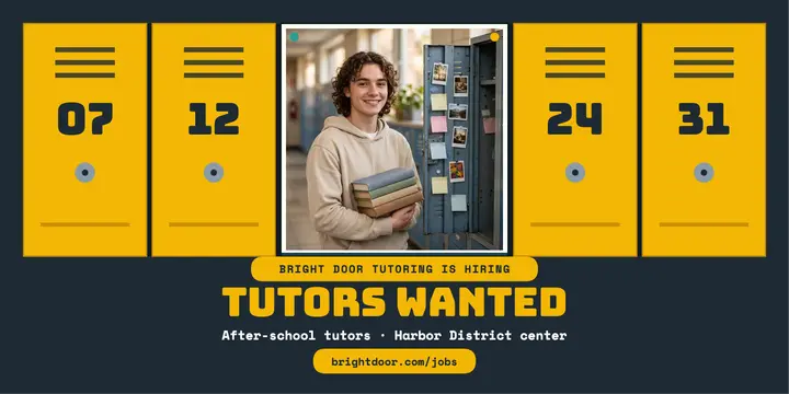 Bright Door tutor hiring locker post: tutor hiring post template