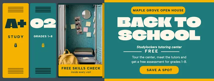 Studylockers back to school cover: tutoring open house template