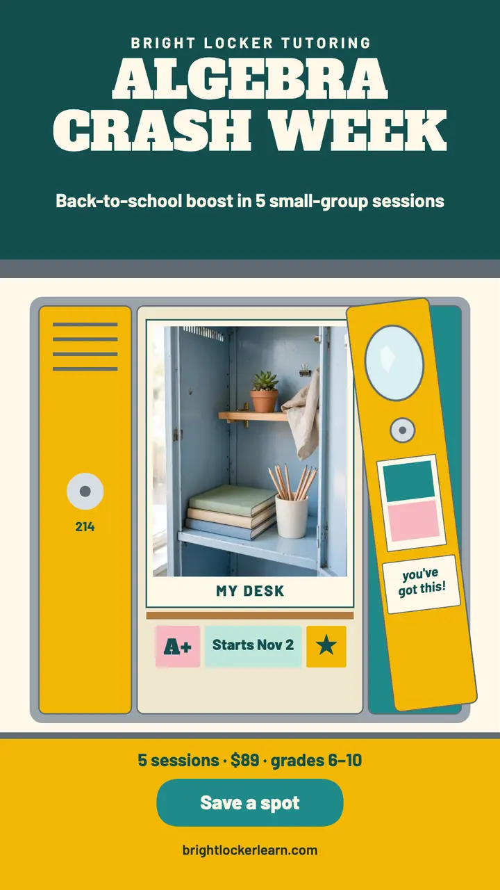 Bright Locker Tutoring algebra story template