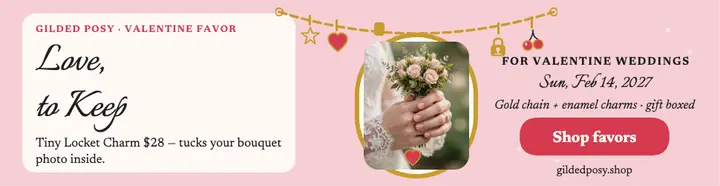 Gilded Posy locket favor billboard: wedding favor billboard template