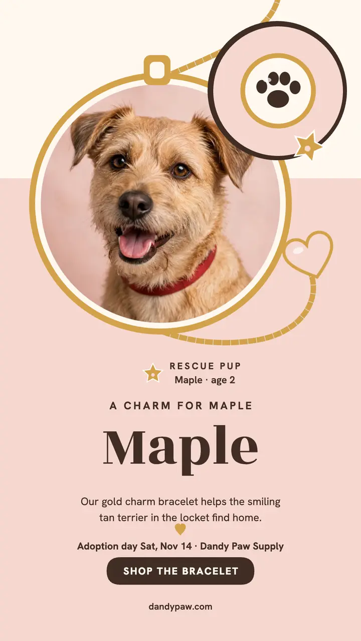 Dandy Paw locket fundraiser story: pet fundraiser story template