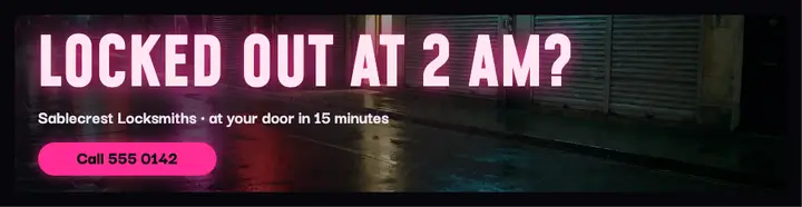 Sablecrest after-hours locksmith neon noir billboard ad template