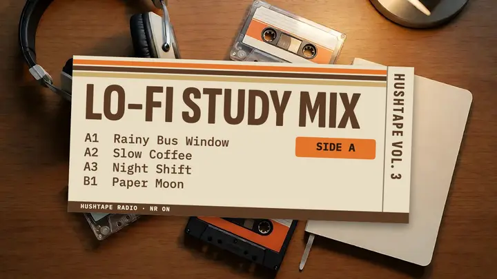 Lo-fi study mix cassette J-card thumbnail template