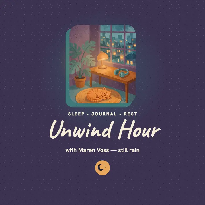 Unwind Hour rainy room podcast cover: sleep podcast cover template