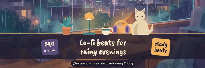 Mizzlehush lo-fi study beats channel header template