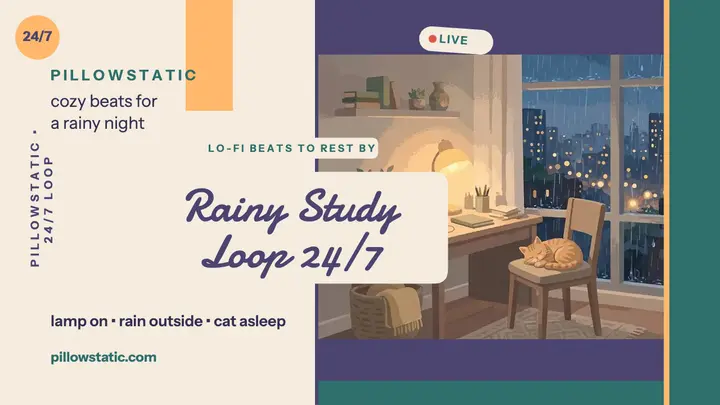 Pillowstatic rainy study lo-fi thumbnail template