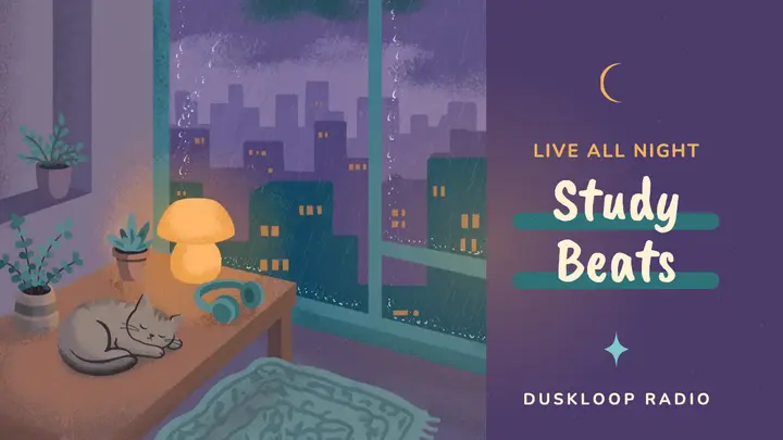 Duskloop Radio lo-fi study beats thumbnail template