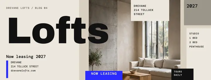 Drevane Lofts now leasing 2027 Facebook cover template