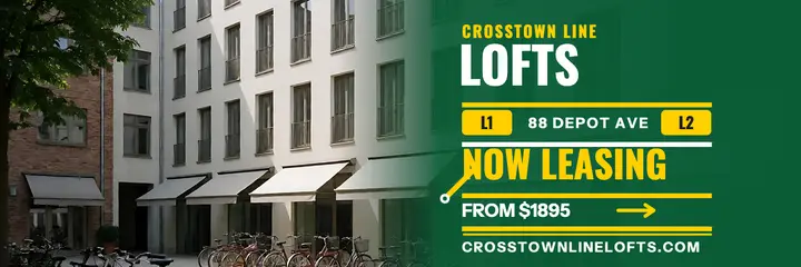 Crosstown Line Lofts leasing header: loft leasing header template