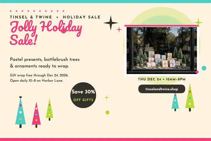 Tinsel and Twine holiday sale postcard: holiday sale postcard template