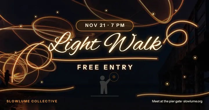 Light Walk long-exposure pier walk event post template