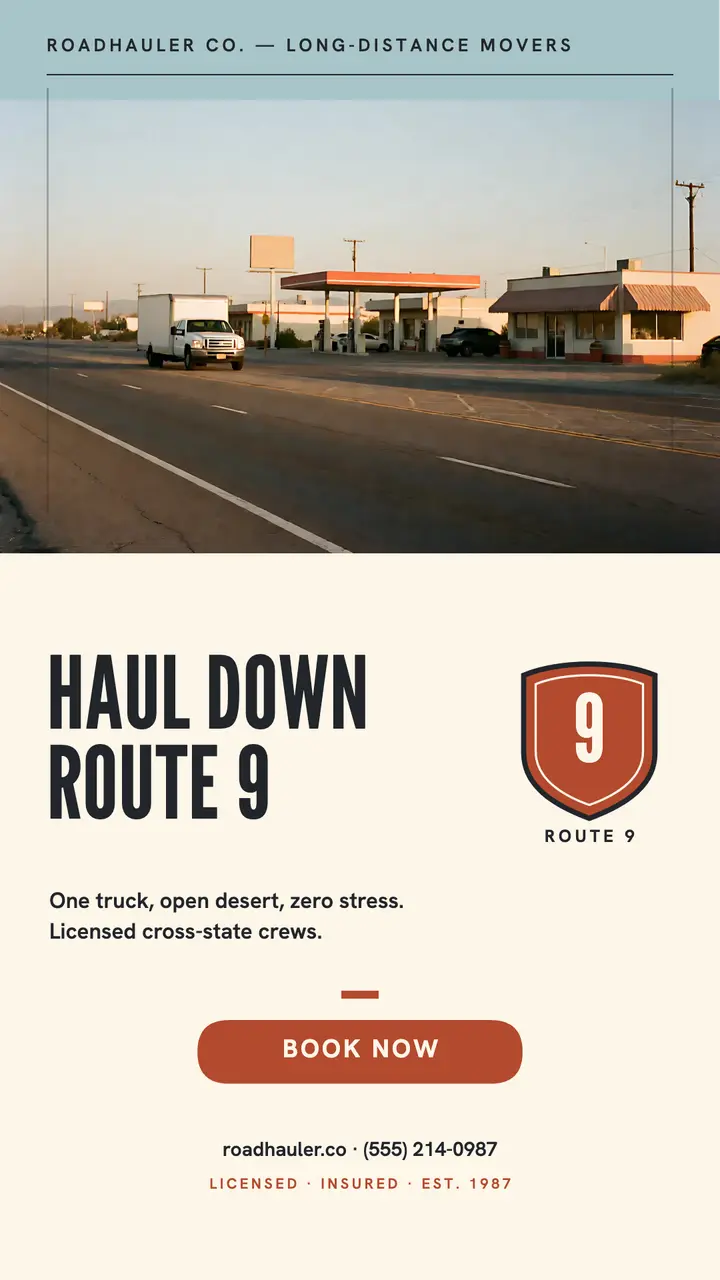 Roadhauler long road movers story: movers promo story template