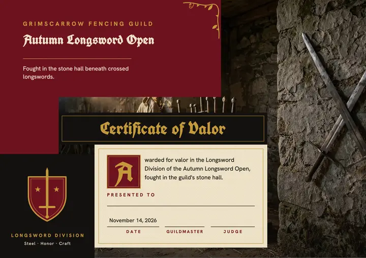 Longsword tournament certificate of valor, future medieval template
