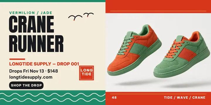 Crane Runner sneaker drop post template