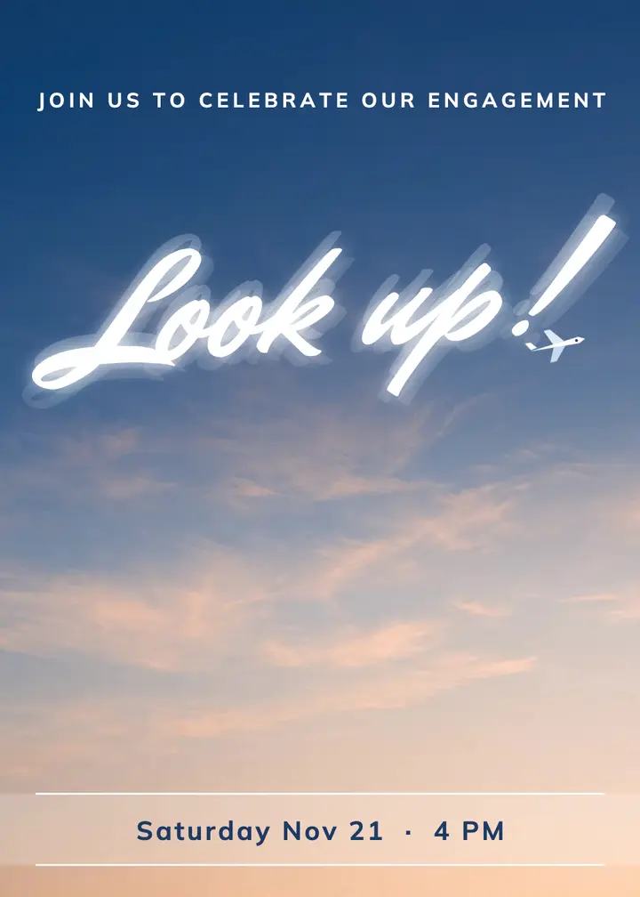 Look up skywritten engagement invitation: engagement party invitation template