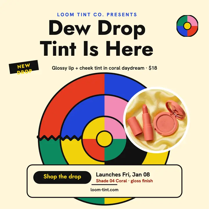 Loom Tint Dew Drop launch discs post template