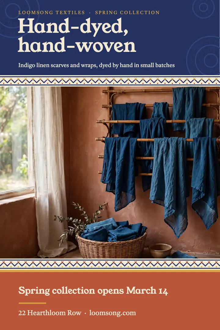 Loomsong indigo spring collection poster template