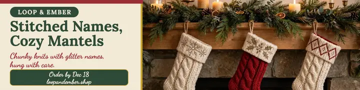 Loop and Ember stitched stocking banner: stocking linkedin banner template