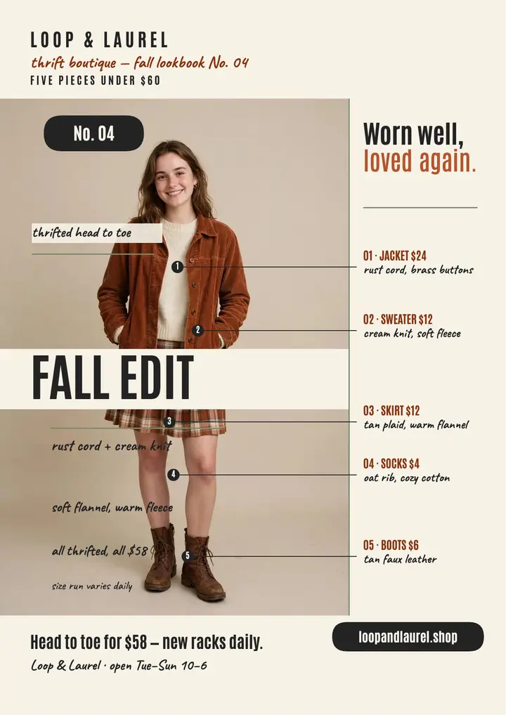 Loop and Laurel fall outfit flyer template