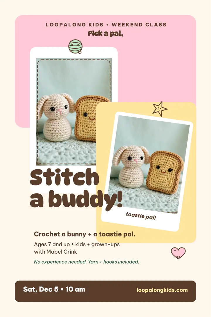 Loopalong Kids crochet class poster template