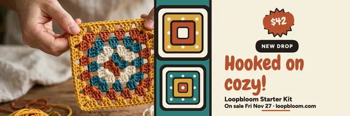 Loopbloom crochet kit drop header: crochet kit drop header template