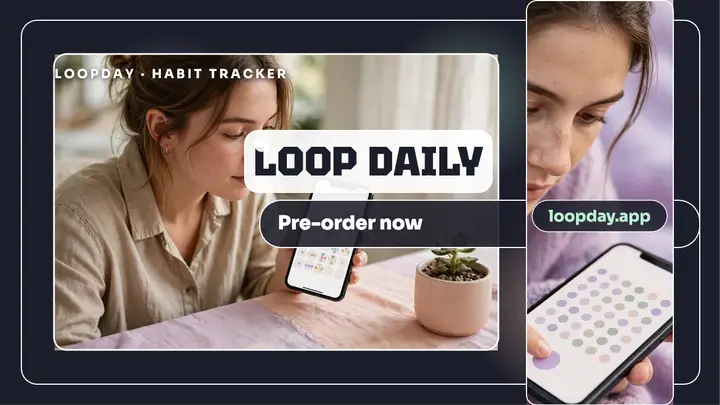 Loopday habit tracker launch thumbnail template
