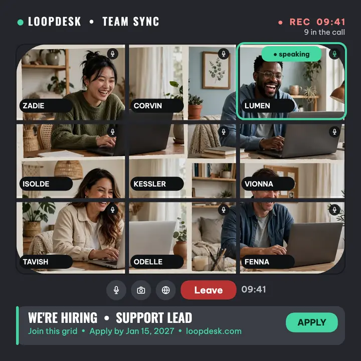 Loopdesk team sync hiring square template