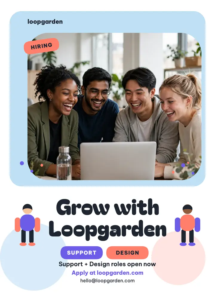 Loopgarden playful hiring invite: hiring flyer template