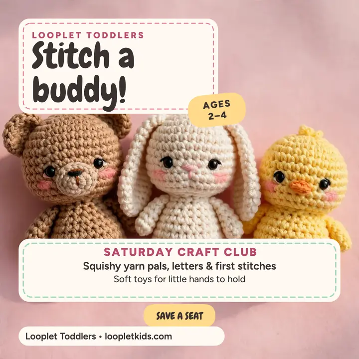Looplet Toddlers crochet craft class post template
