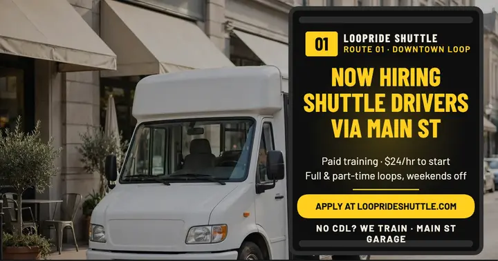 Loopride Shuttle drivers hiring post template