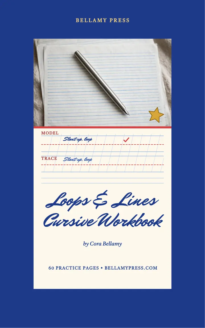 Loops and Lines cursive workbook cover: cursive workbook cover template