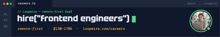 Loopwire frontend hiring editor cover: hiring linkedin cover template