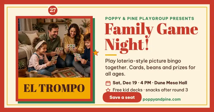 Family game night loteria invite template