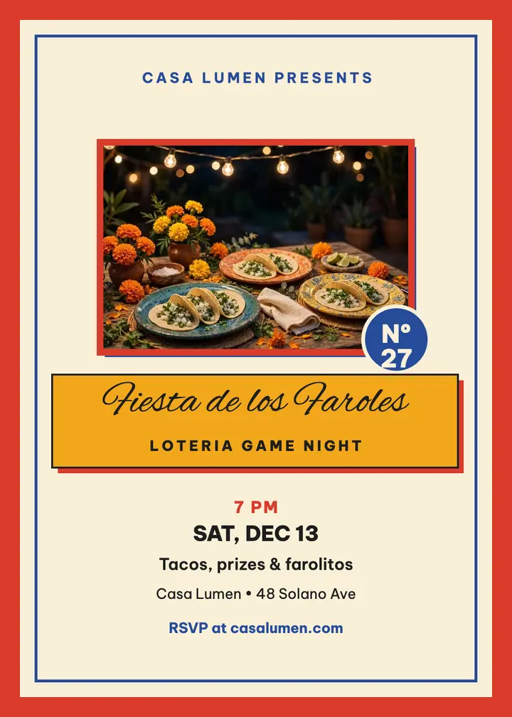 Casa Lumen fiesta loteria night invitation template