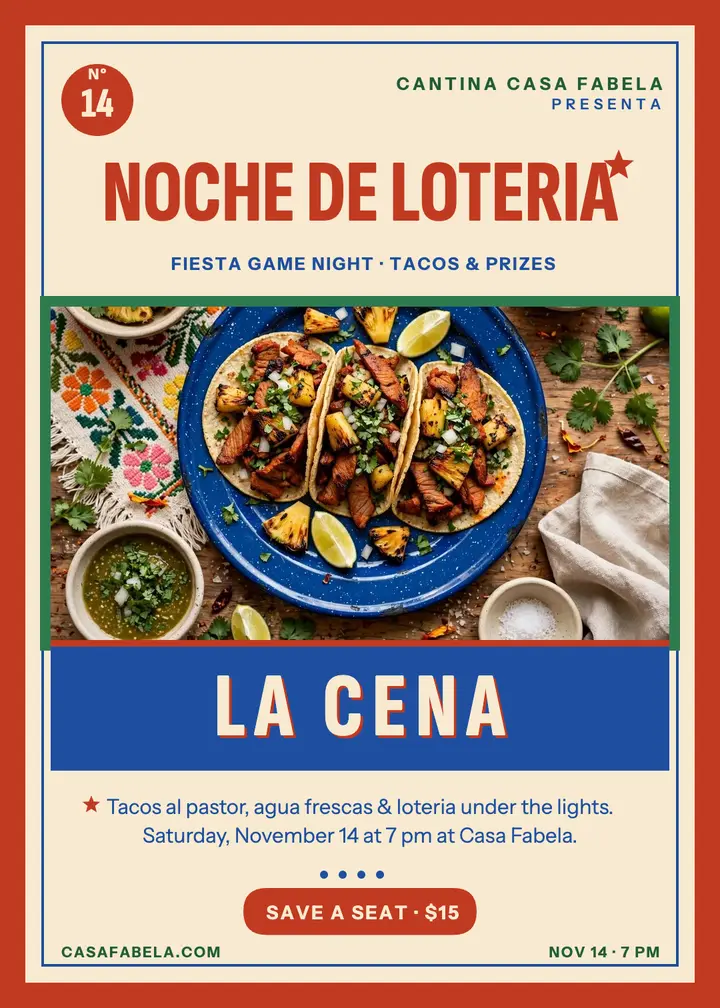 Casa Fabela loteria taco fiesta invitation template