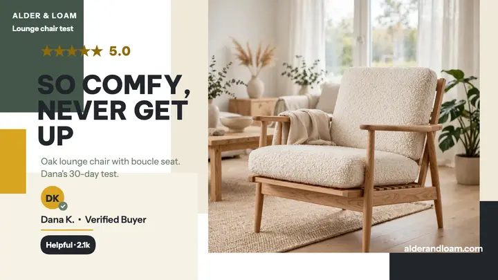 Alder and Loam lounge chair review thumbnail template