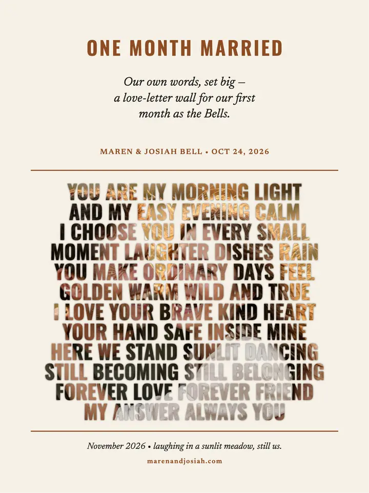 Maren and Josiah love-letter wall portrait template