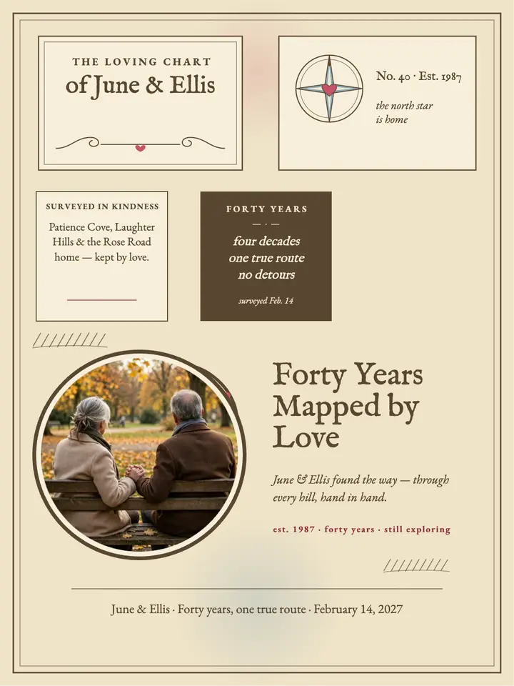 June and Ellis forty year love map template