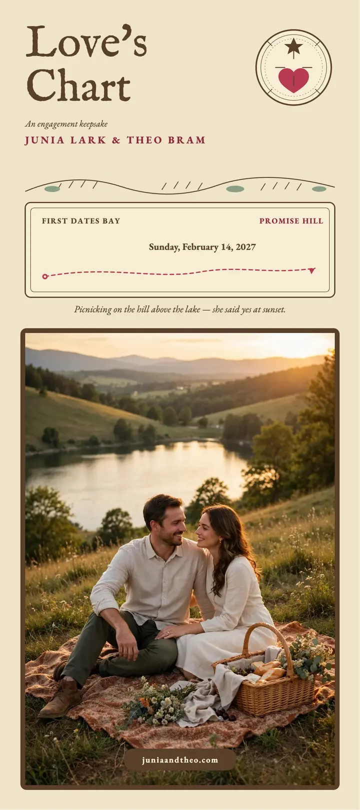 Junia Lark and Theo Bram love map keepsake template