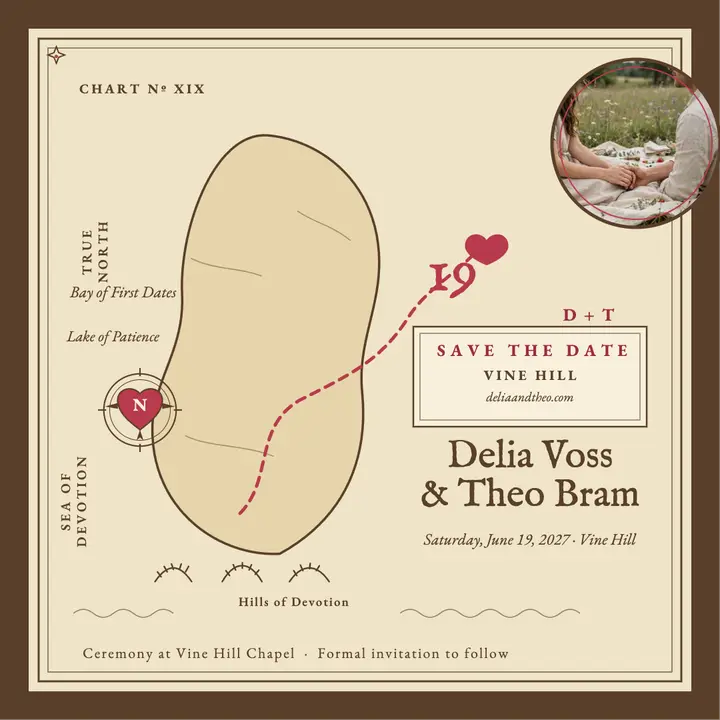Delia and Theo love map save the date template