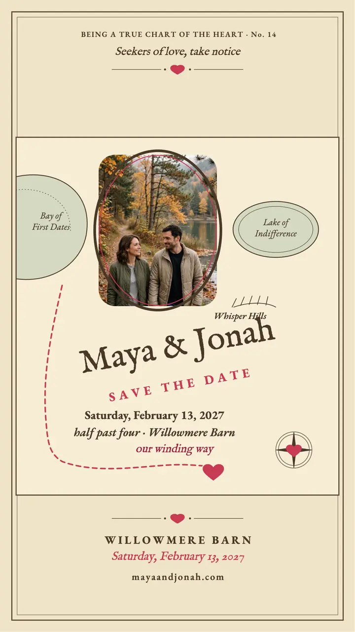 Maya and Jonah love map save the date template