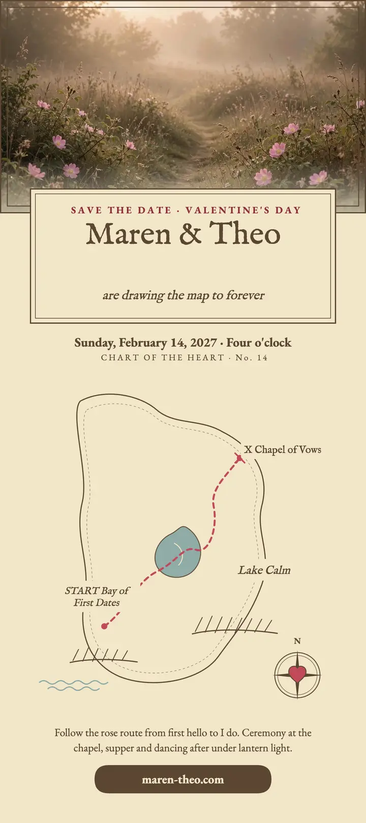 Maren and Theo love map save-the-date template