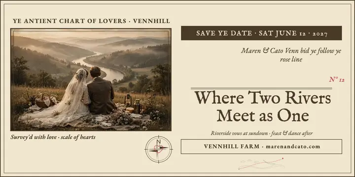 Love map riverside save-the-date, Maren and Cato: wedding save-the-date post template