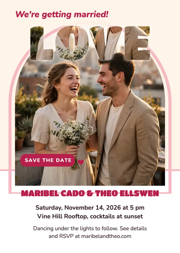 Love photo rooftop save the date template