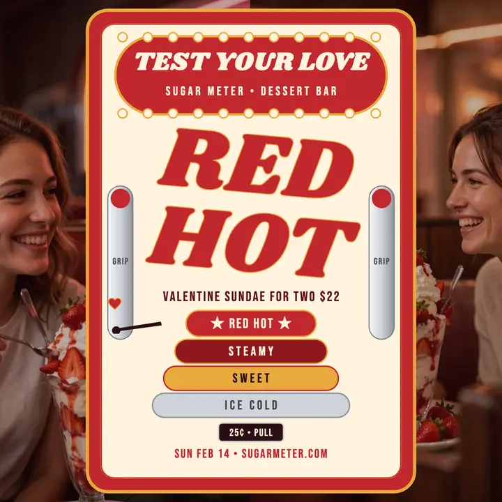 Sugar Meter Valentine sundae love tester template